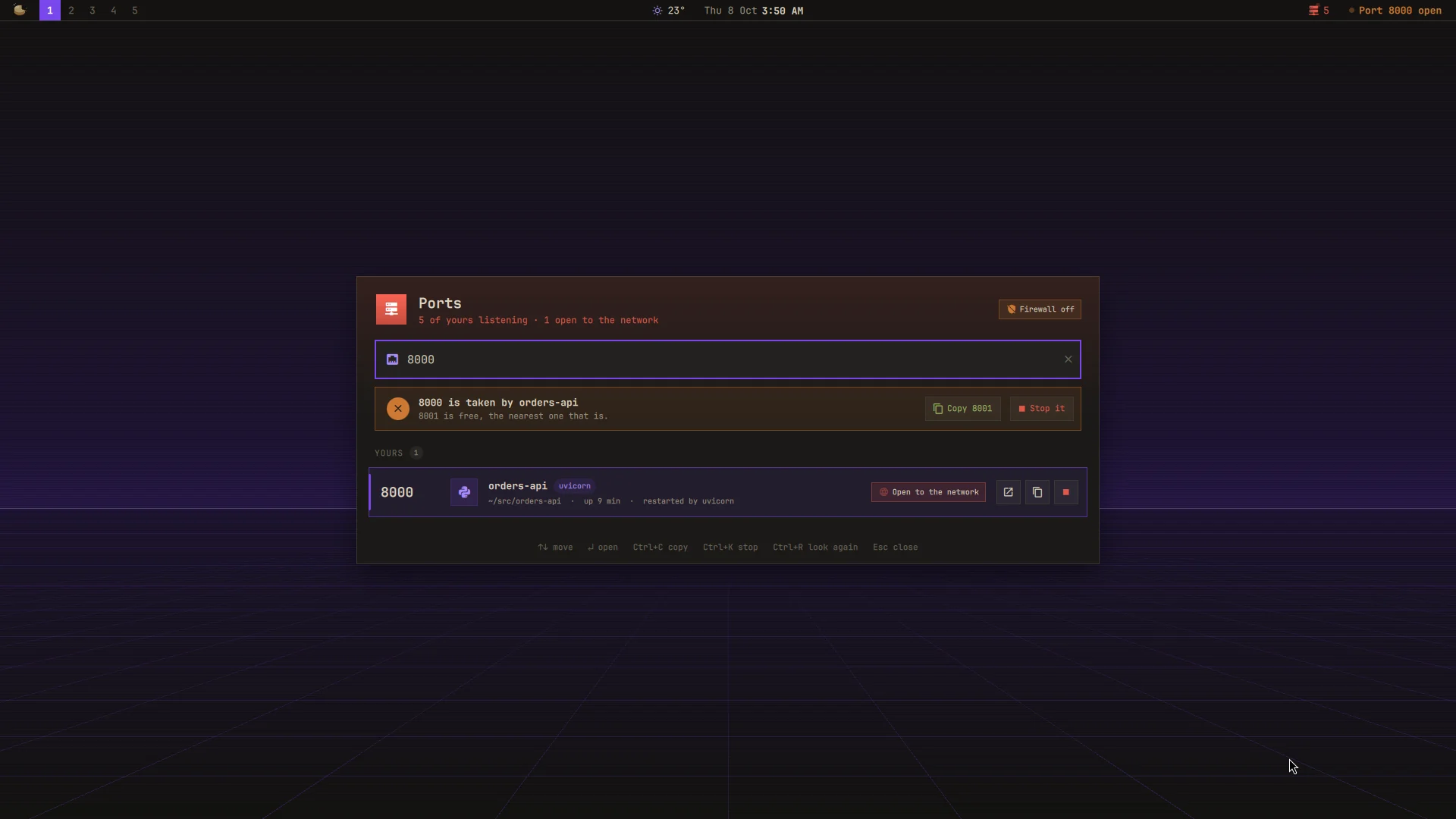 Ports: a screenshot